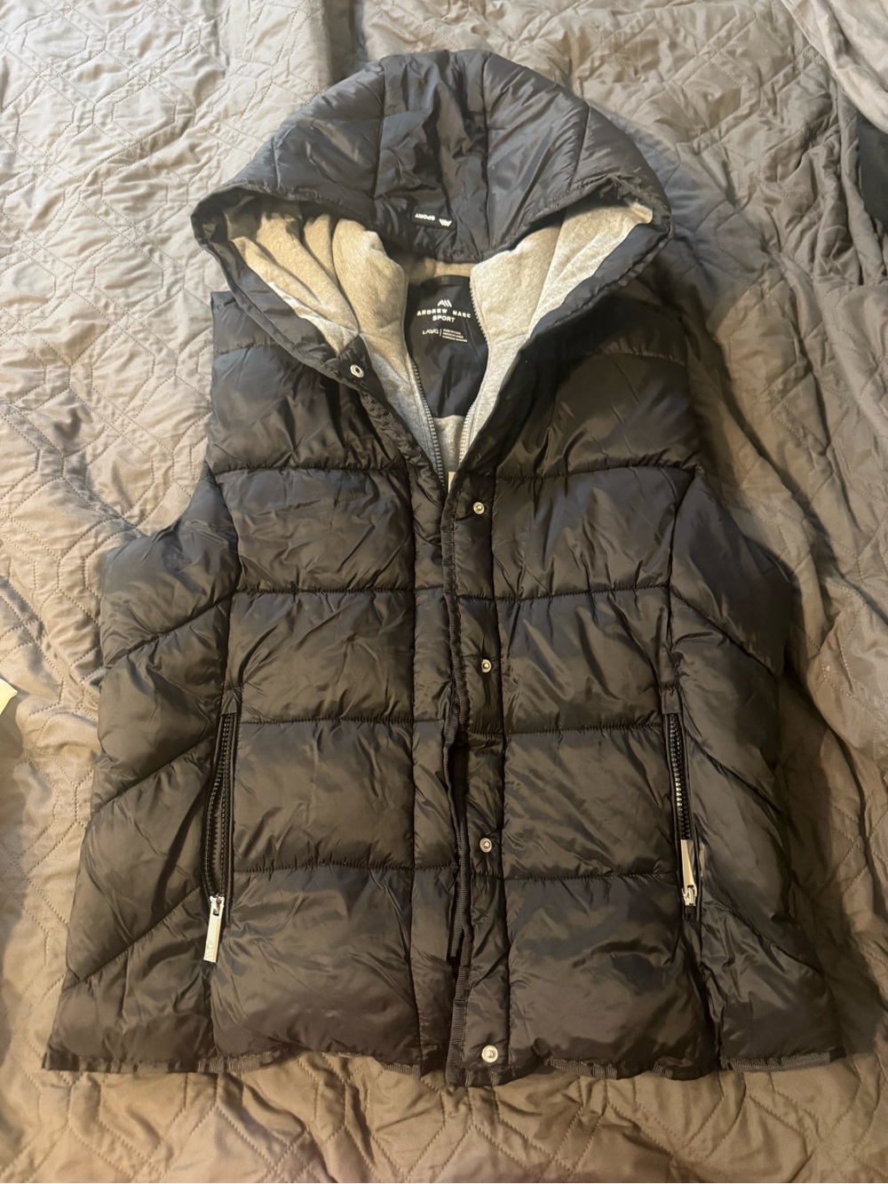 Andrew Marc Black Hooded Quilted Puffer Jacket
